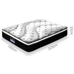 Giselle Bedding Como Euro Top Pocket Spring Mattress 32cm Thick King - Horizon Bliss