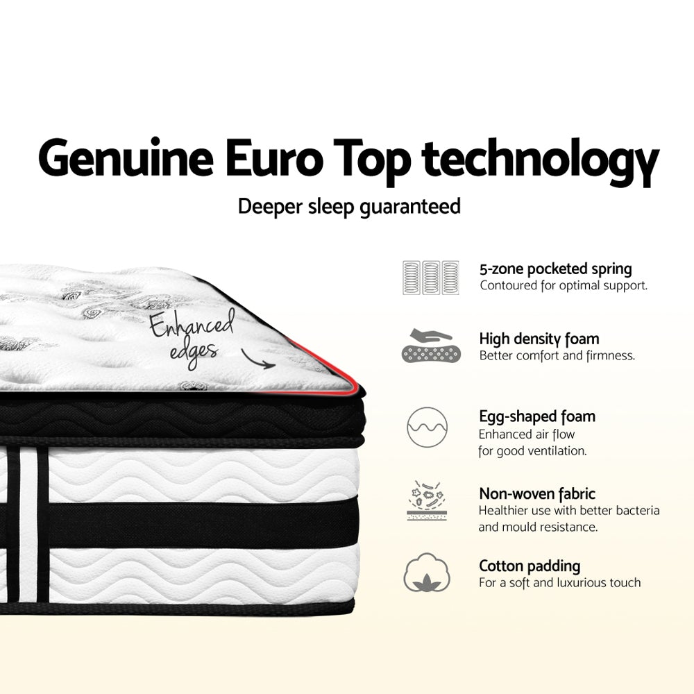 Giselle Bedding Algarve Euro Top Pocket Spring Mattress 34cm Thick – - Horizon Bliss