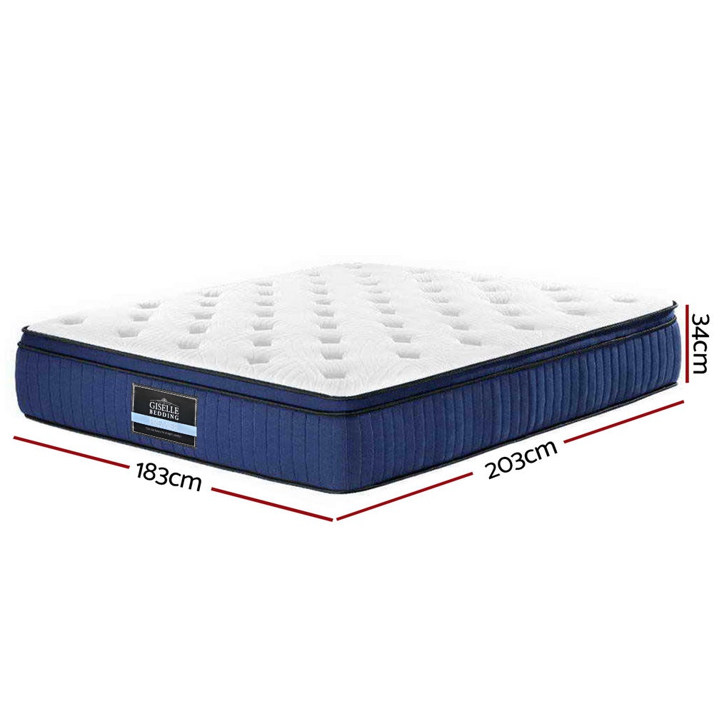 Giselle Bedding Franky Euro Top Cool Gel Pocket Spring Mattress 34cm - Horizon Bliss