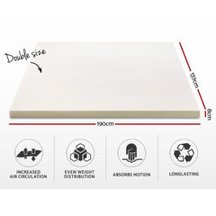 Giselle Bedding Memory Foam Mattress Topper w/Cover 8cm - Double - Horizon Bliss