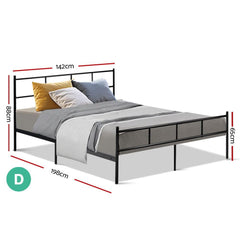 Artiss Metal Bed Frame Double Size Platform Foundation Mattress Base - Horizon Bliss