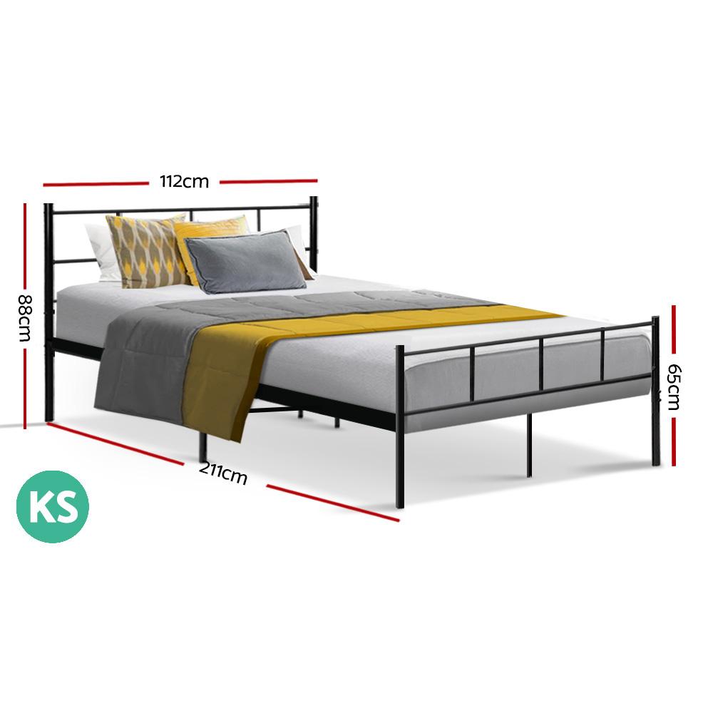 Artiss Metal Bed Frame King Single Size Platform Foundation Mattress - Horizon Bliss