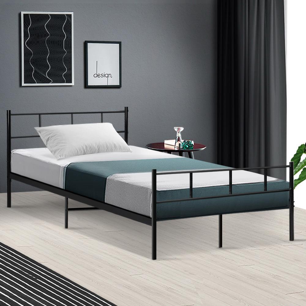 Artiss Metal Bed Frame King Single Size Platform Foundation Mattress - Horizon Bliss