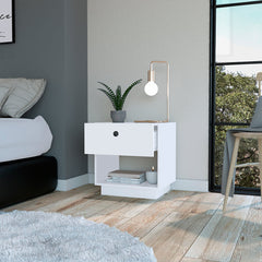 Nightstand Viliigili, One Drawer, White Finish - Horizon Bliss