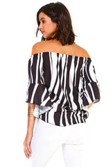 Women's Strapless Striped Bandage Blouse - Horizon Bliss