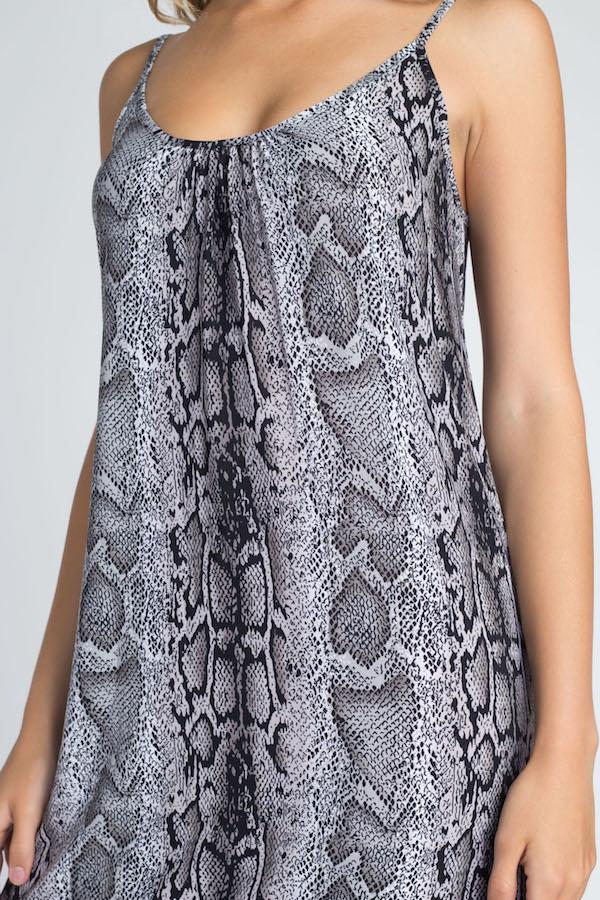 Women's Snakeskin Print Maxi Tank Dress - Horizon Bliss