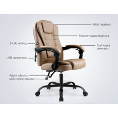 Artiss Massage Office Chair PU Leather Recliner Computer Gaming Chairs - Horizon Bliss