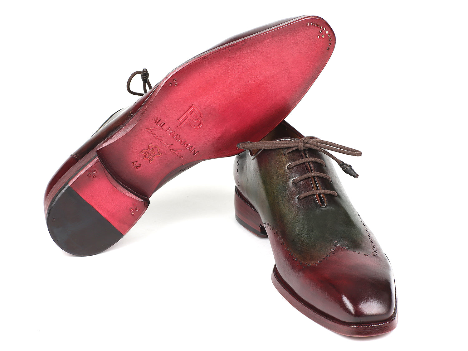 Paul Parkman Bordeaux & Green Wingtip Oxfords (ID#097YL63) - Horizon Bliss