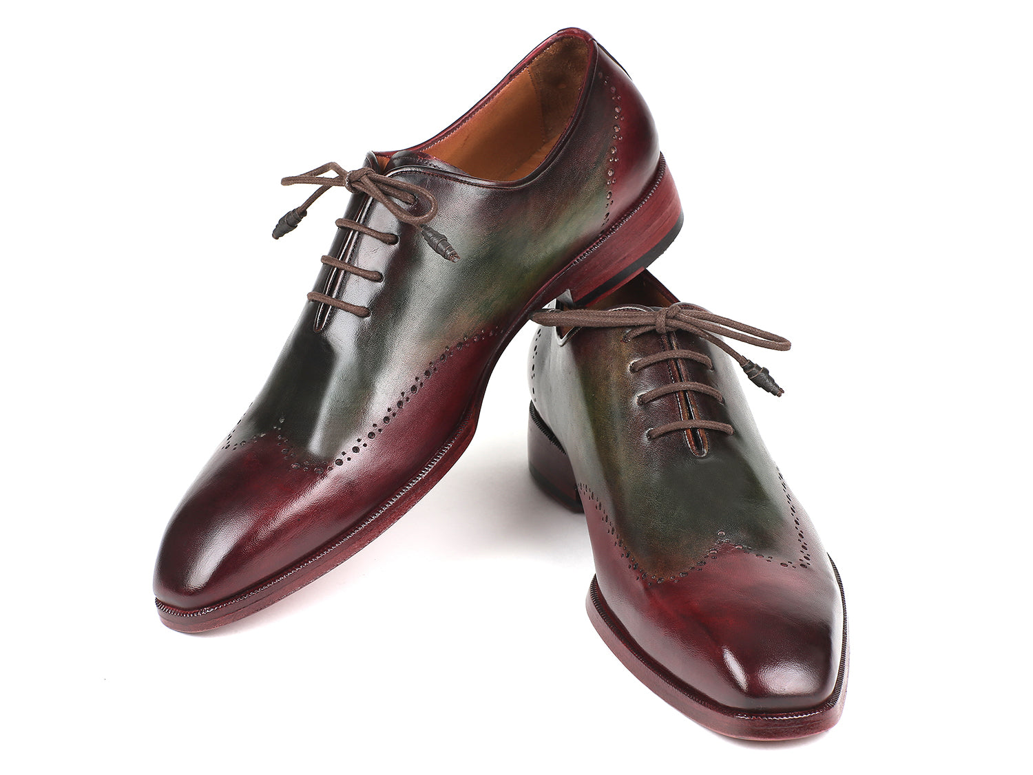 Paul Parkman Bordeaux & Green Wingtip Oxfords (ID#097YL63) - Horizon Bliss