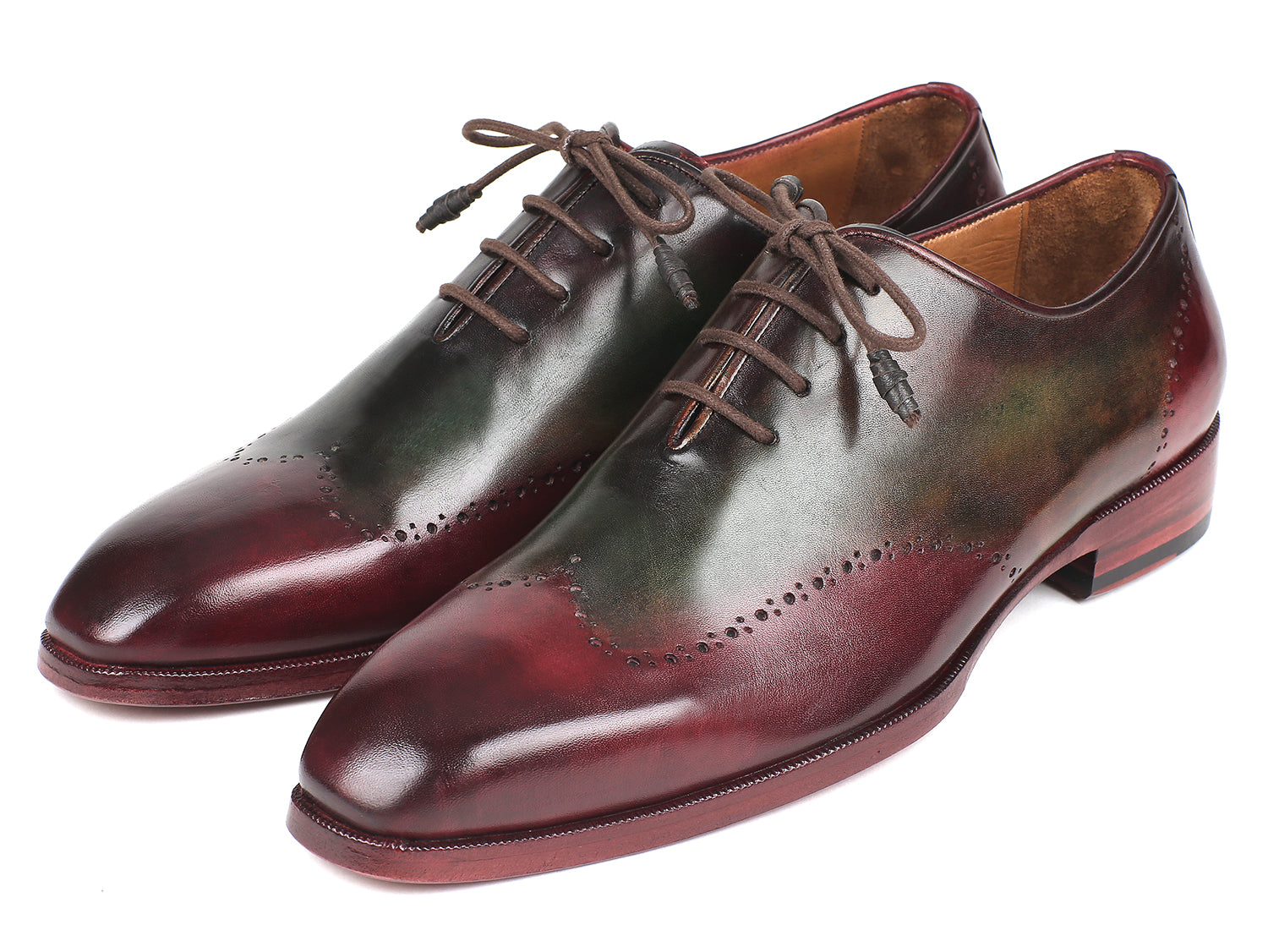 Paul Parkman Bordeaux & Green Wingtip Oxfords (ID#097YL63) - Horizon Bliss