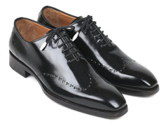 Paul Parkman Goodyear Welted Wingtip Oxfords Black Polished Leather - Horizon Bliss