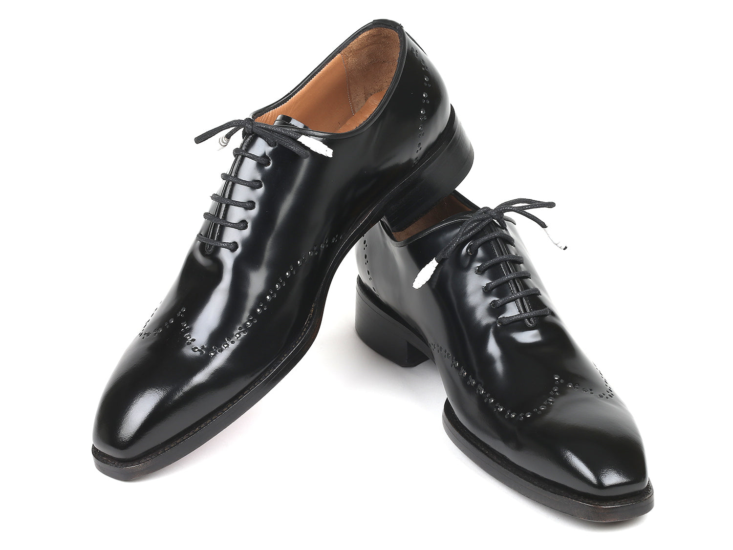 Paul Parkman Goodyear Welted Wingtip Oxfords Black Polished Leather - Horizon Bliss