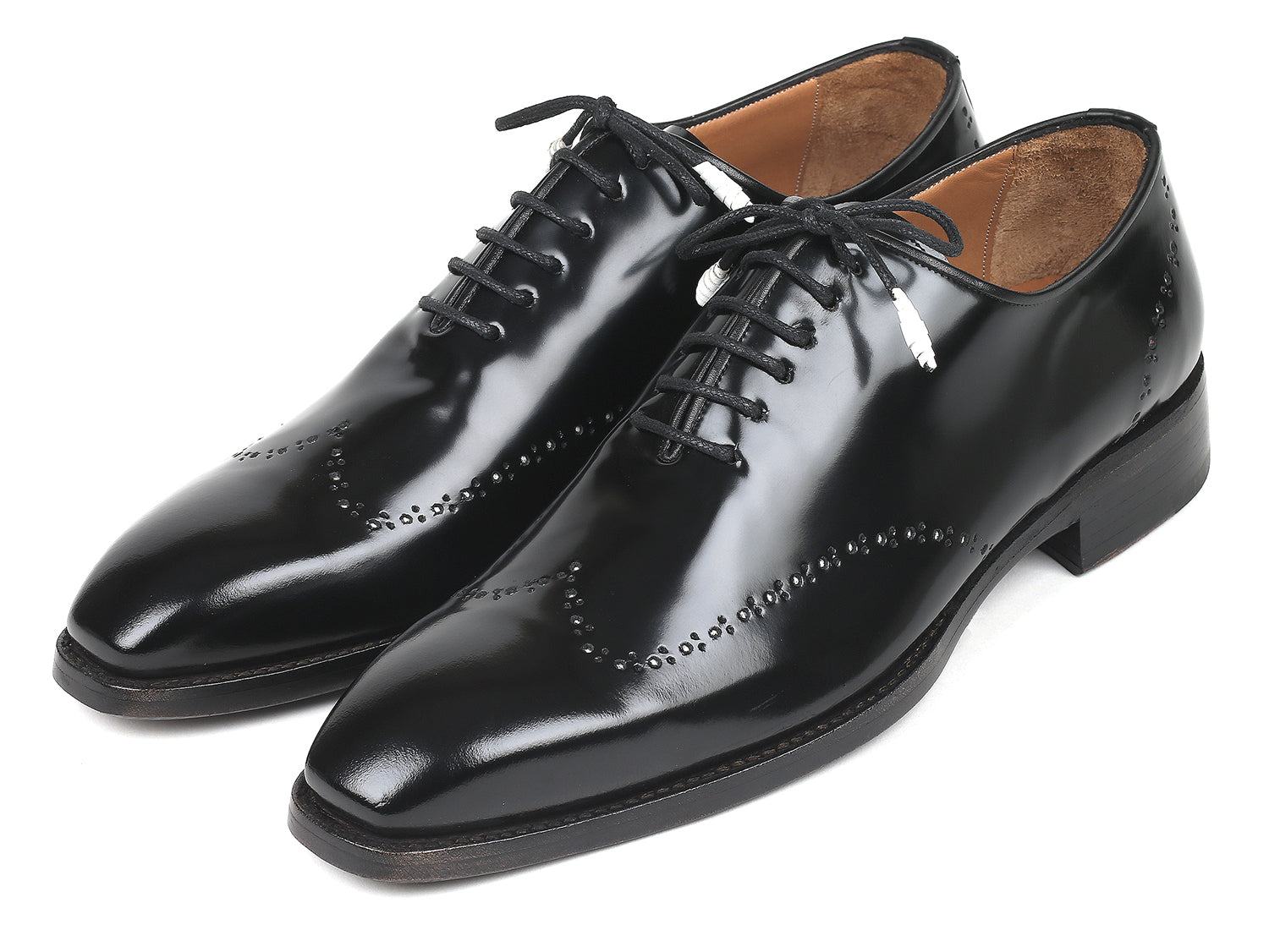 Paul Parkman Goodyear Welted Wingtip Oxfords Black Polished Leather - Horizon Bliss