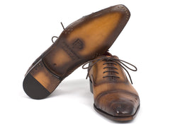 Paul Parkman Men's Genuine Ostrich Captoe Oxfords Camel Color - Horizon Bliss