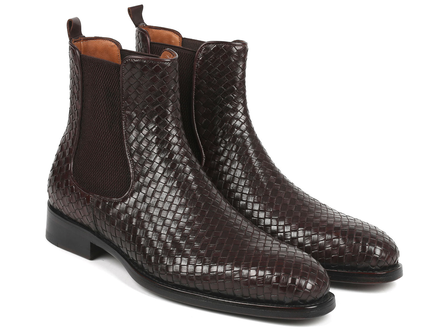 Paul Parkman Chocolate Brown Woven Leather Chelsea Boots - Horizon Bliss