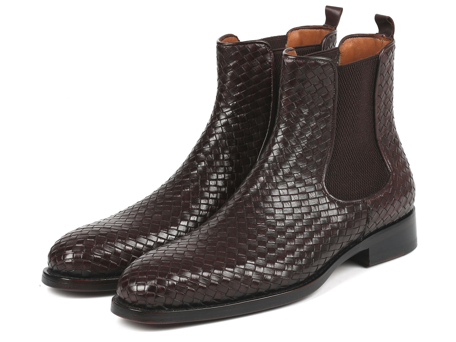 Paul Parkman Chocolate Brown Woven Leather Chelsea Boots - Horizon Bliss