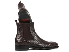 Paul Parkman Chocolate Brown Woven Leather Chelsea Boots - Horizon Bliss