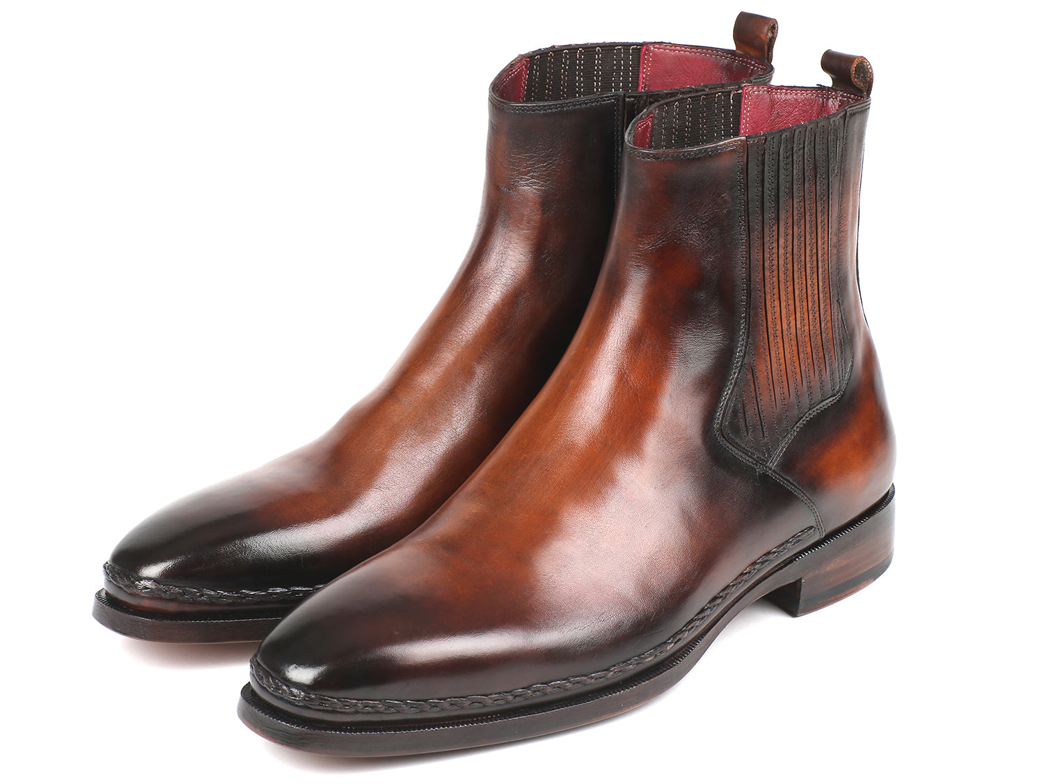 Paul Parkman Chelsea Boots Brown Burnished Leather (ID#BT57-BRW) - Horizon Bliss