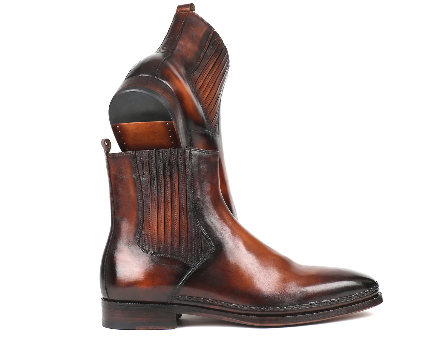 Paul Parkman Chelsea Boots Brown Burnished Leather (ID#BT57-BRW) - Horizon Bliss