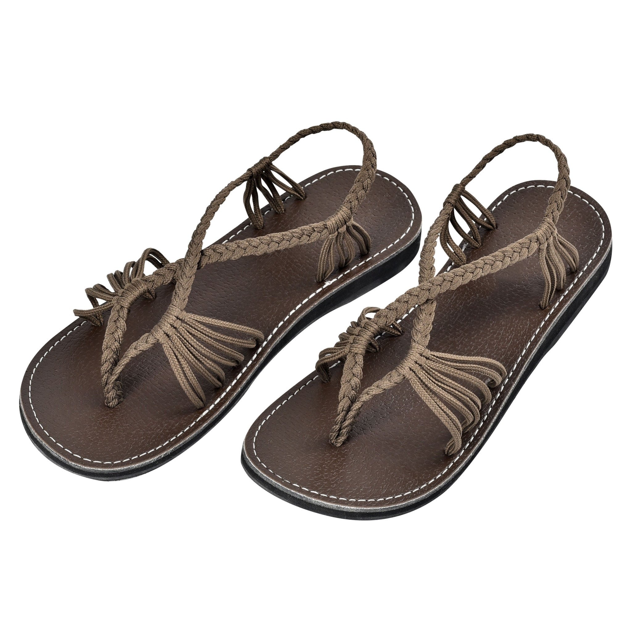 Markerandhands Handwoven Rope Flat Sandals For Women Airy Taupe size 5 - Horizon Bliss