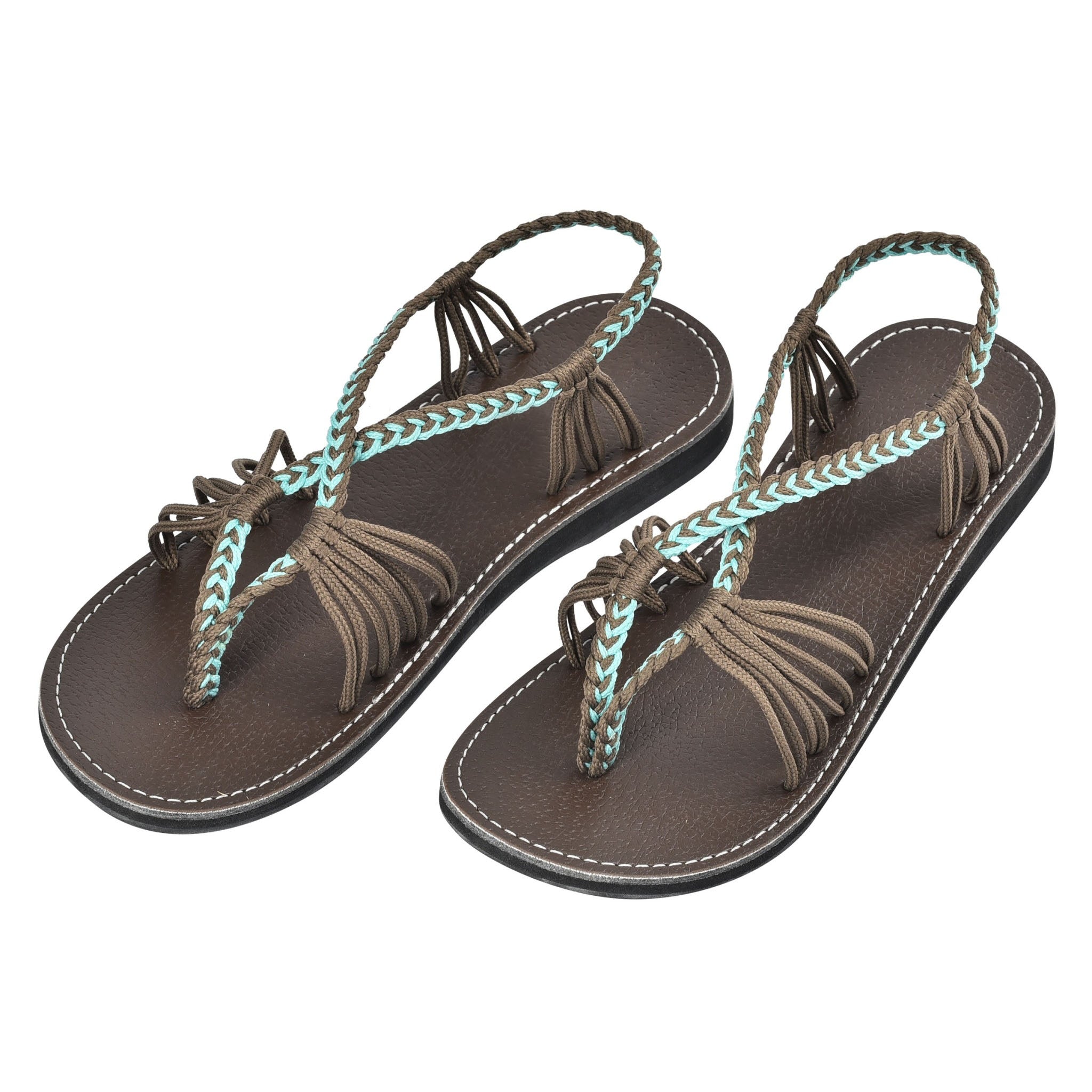 Markerandhands Handwoven Rope Flat Sandals For Women Airy Turquoise - Horizon Bliss