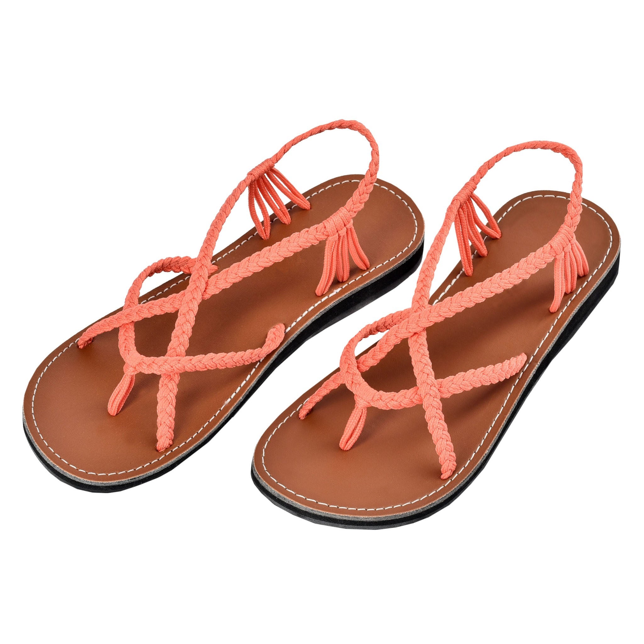 Markerandhands Handwoven Rope Flat Sandals For Women Spring Salmon - Horizon Bliss