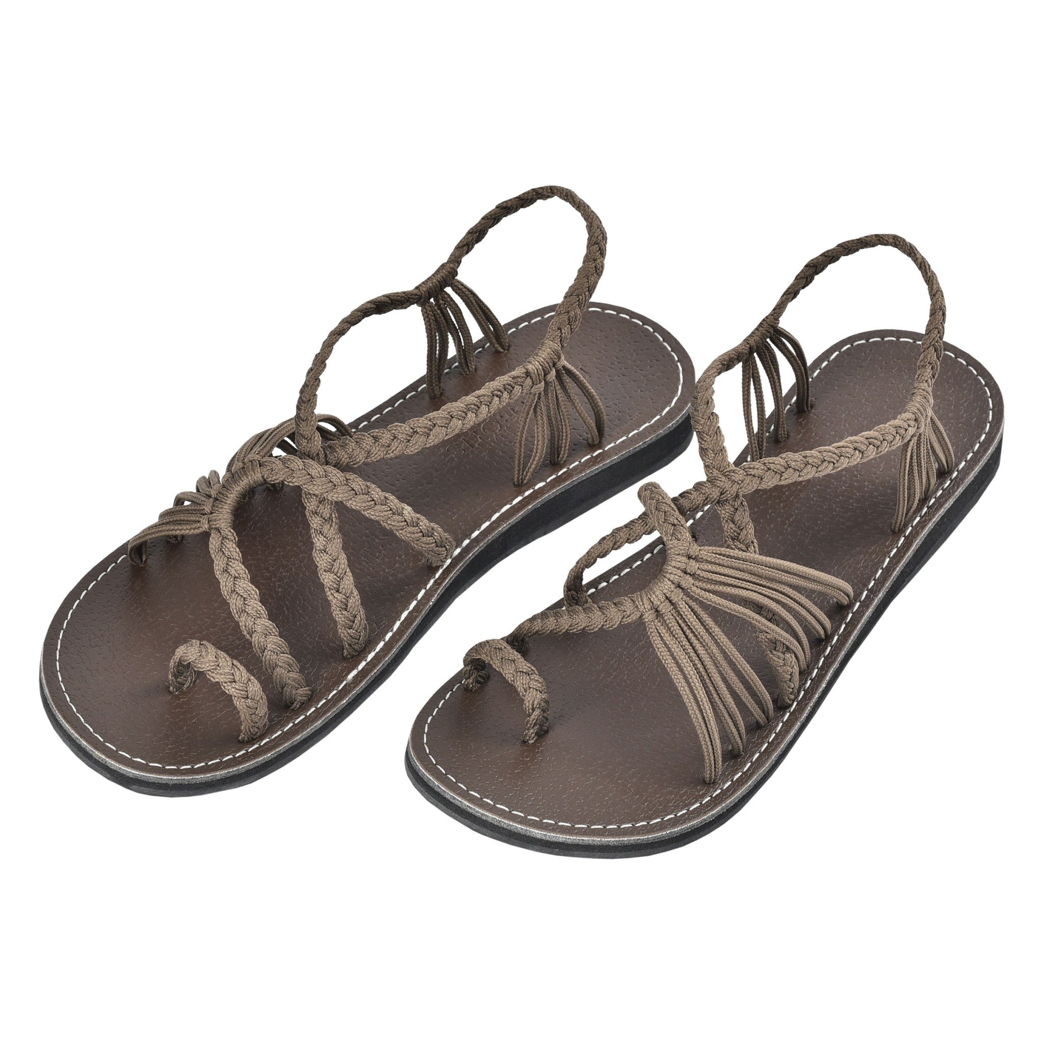 Markerandhands Handwoven Rope Flat Sandals For Women Tour Taupe size 5 - Horizon Bliss