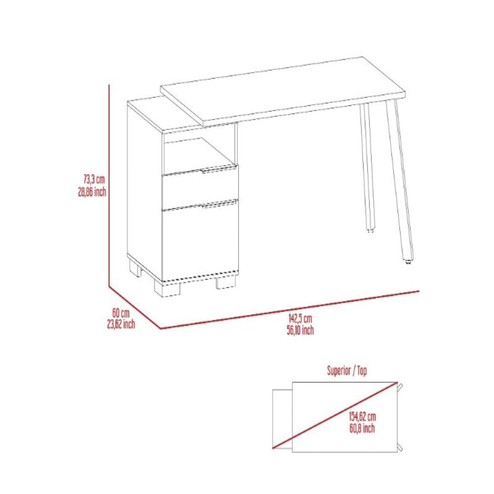 Writing Desk Madagascar, Two Legs, One Drawer, Mahogany Finish - Horizon Bliss