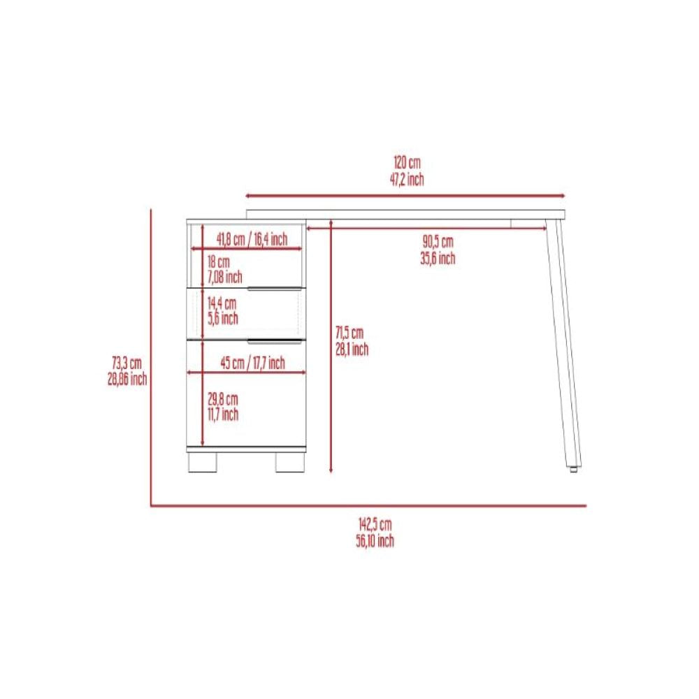 Writing Desk Madagascar, Two Legs, One Drawer, Mahogany Finish - Horizon Bliss