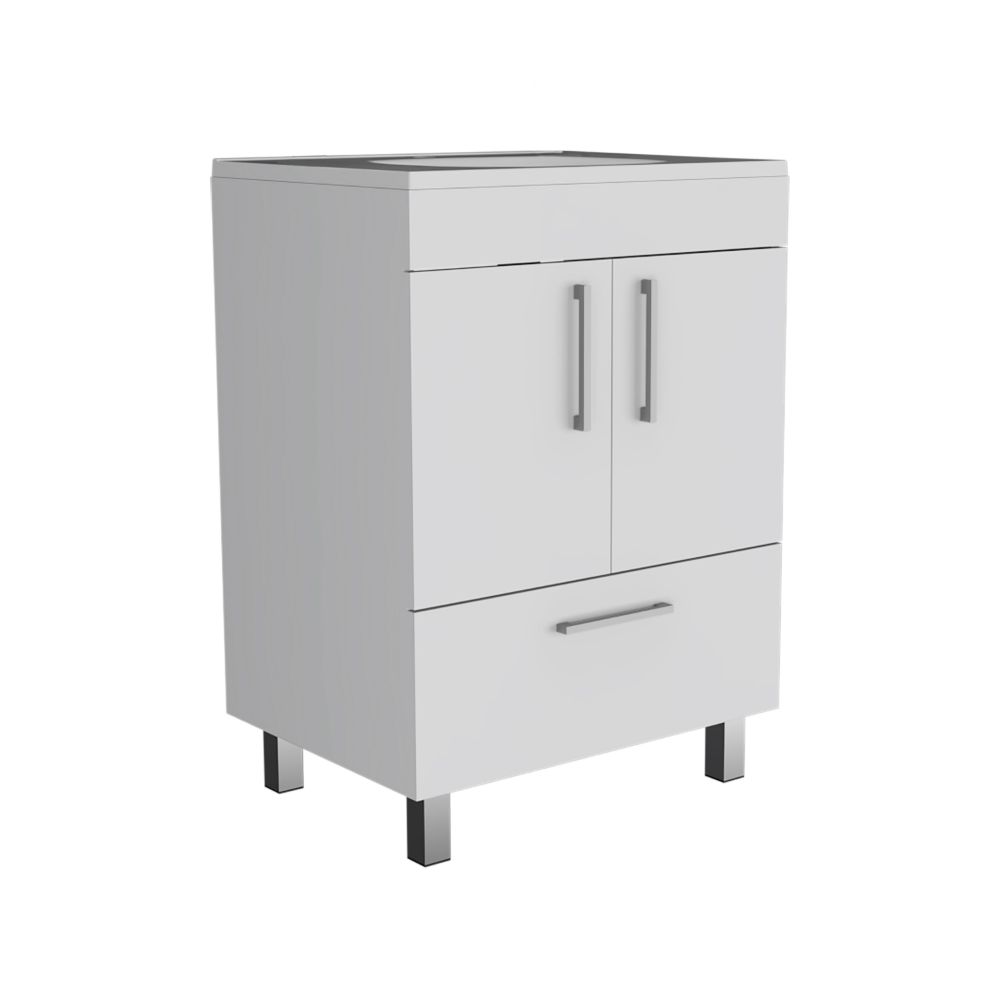 Single Bathroom Vanity Mayorca, Double Door Cabinet, One Drawer, White - Horizon Bliss