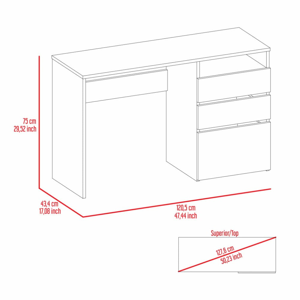 Computer Desk San Diego, One Shelf, Light Gray Finish - Horizon Bliss