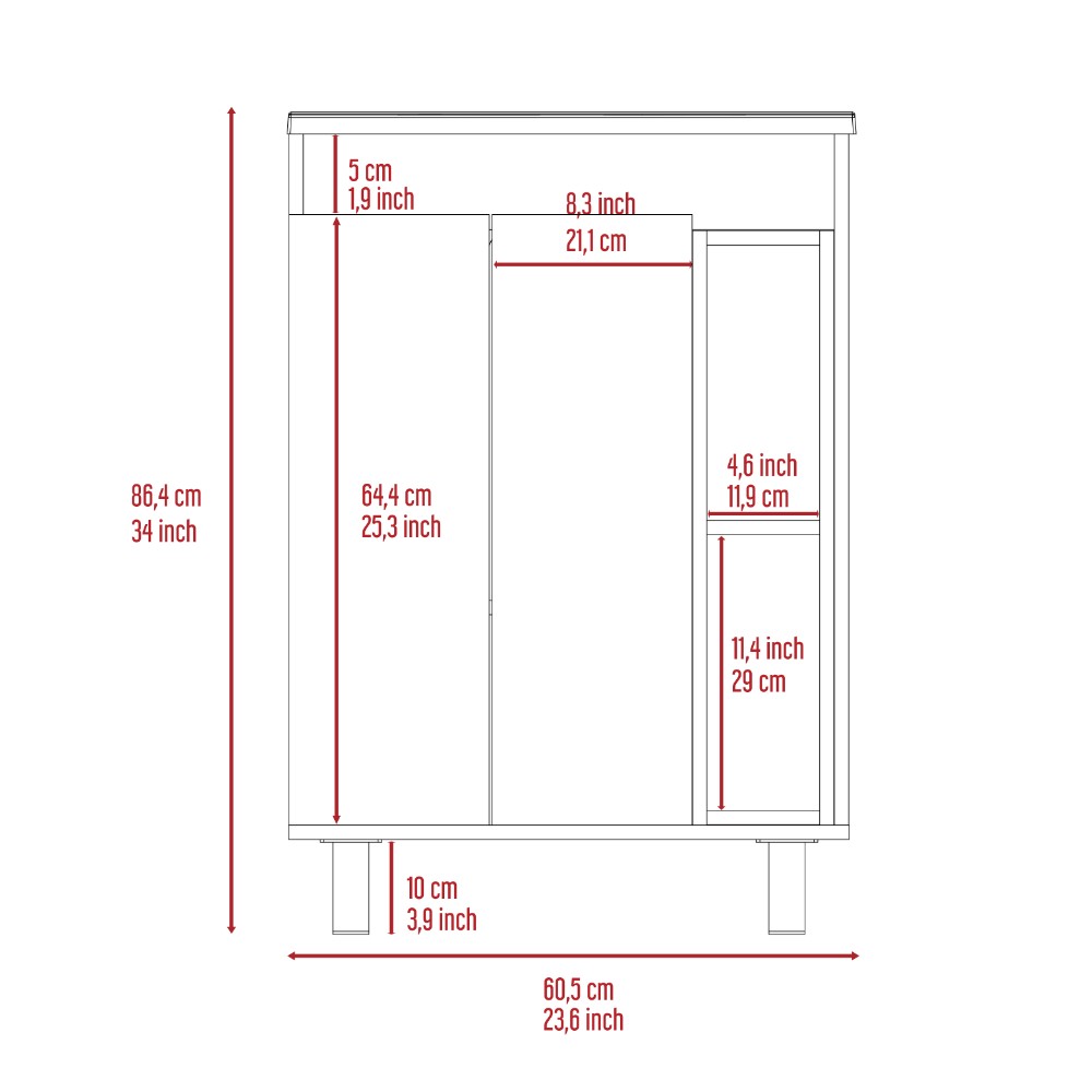 Vanity Akron, Double Door Cabinet, White Finish - Horizon Bliss