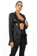 Meghan Cutout Black Women's Blazer - Horizon Bliss