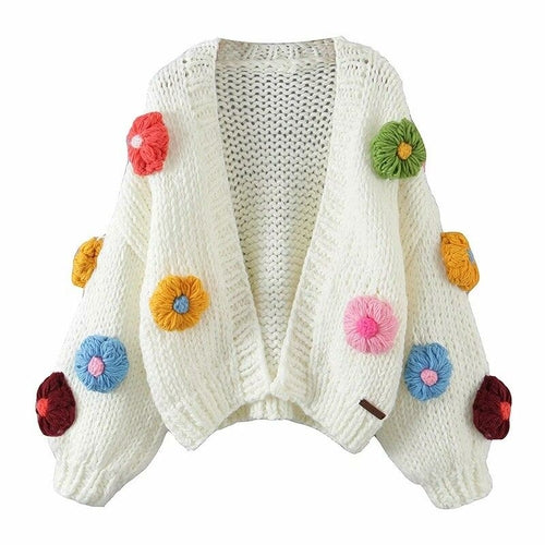 Mulit Handmade Flower Sweater Cardigan Jumper Knitting Coat - Horizon Bliss