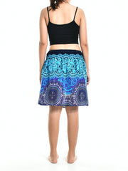 Bohotusk Blue Sun Glow Print Short Skirt SM to LXL - Horizon Bliss