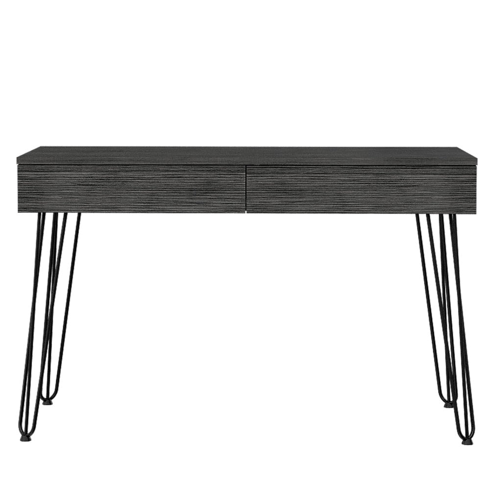 Desk Hinsdale with Hairpin Legs and Two Drawers, Black Wengue Finish - Horizon Bliss