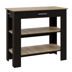 Kitchen Island 40 Inches Dozza, Two Shelves, Black Wengue / Light Oak - Horizon Bliss