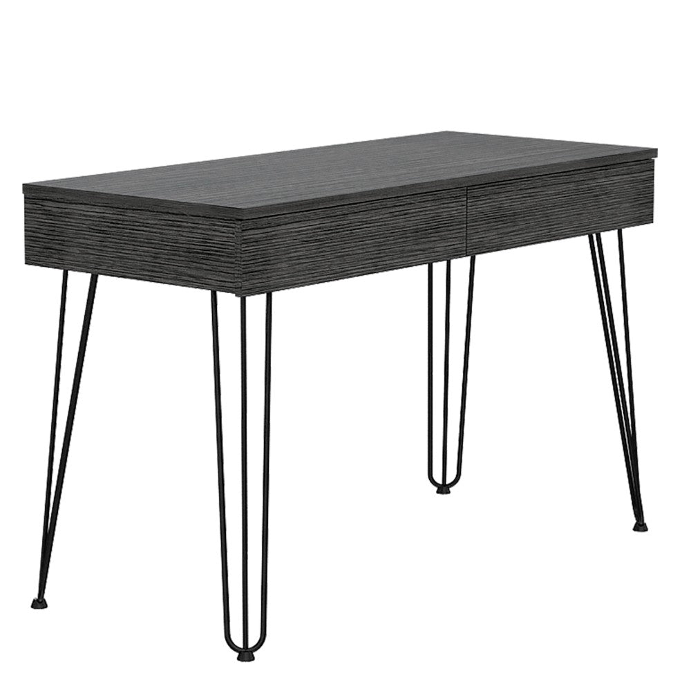 Desk Hinsdale with Hairpin Legs and Two Drawers, Black Wengue Finish - Horizon Bliss