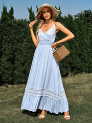 Solid Color V-neck Sleeveless Maxi Dress - Horizon Bliss