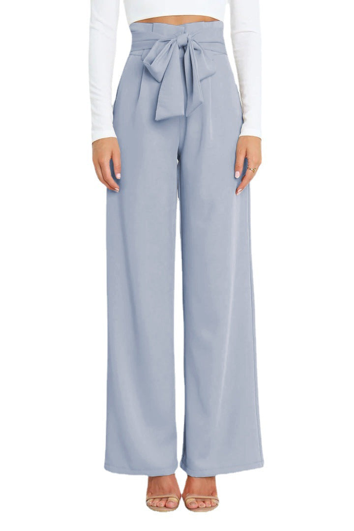 Women's Casual Wide-Leg Trousers with Belt - Horizon Bliss