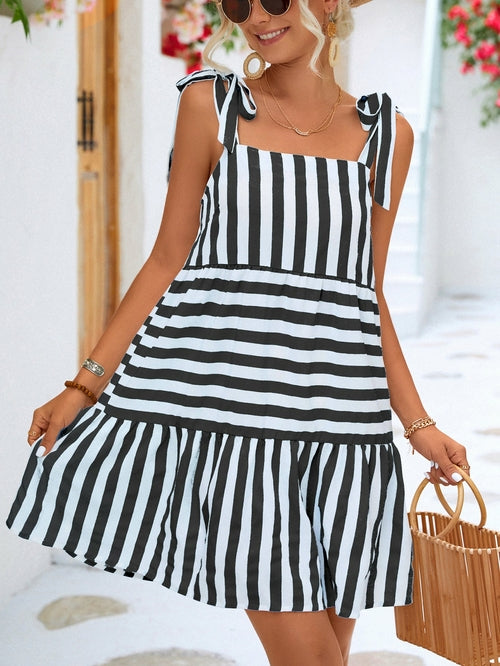 Tie Waist Striped Dress - Horizon Bliss