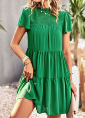 Solid Short Sleeve Dress - Horizon Bliss