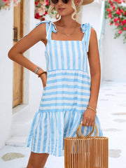 Tie Waist Striped Dress - Horizon Bliss