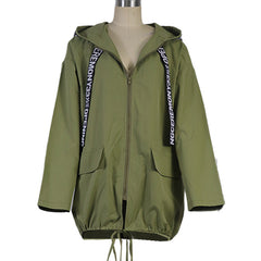 Casual Loose Hooded Zipper Raincoat Windbreaker Jacket - Horizon Bliss