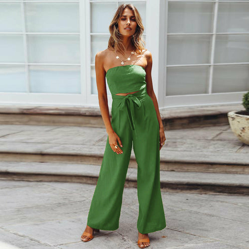 Backless Bodycon Jumpsuit Set with Straight-Leg Pants - Horizon Bliss