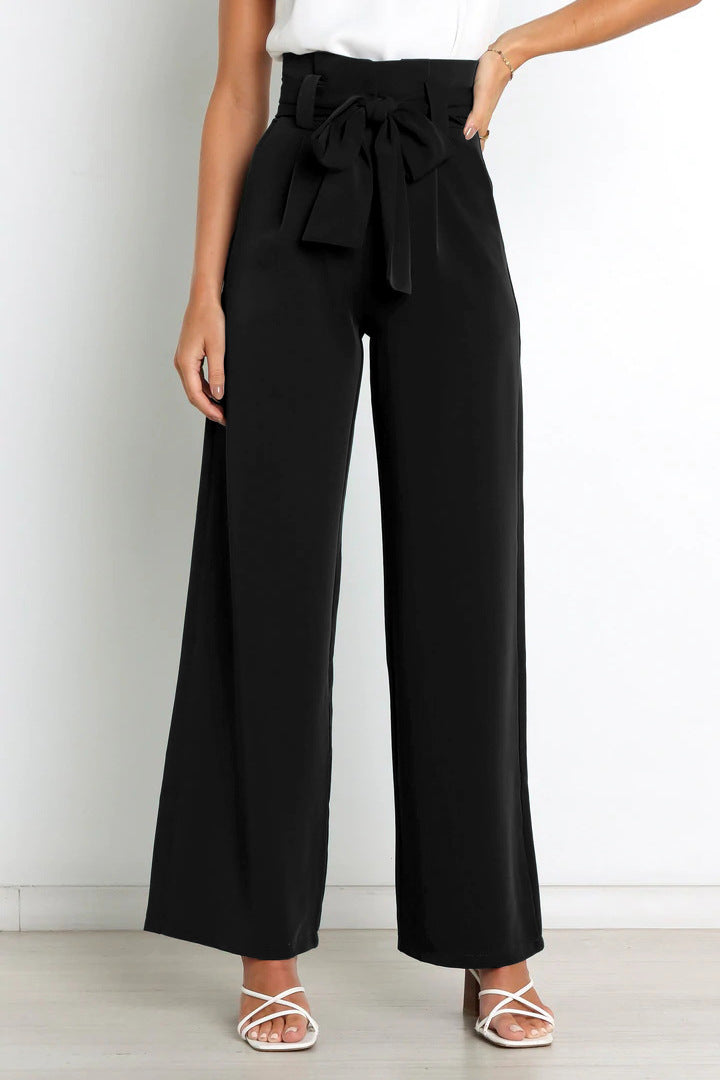 Women's Casual Wide-Leg Trousers with Belt - Horizon Bliss