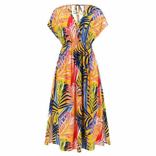 Bat Sleeve Summer Printed Long Dress - Horizon Bliss