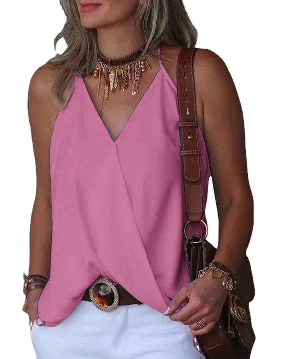 Loose Casual V-neck Tank Top - Horizon Bliss