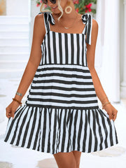 Tie Waist Striped Dress - Horizon Bliss