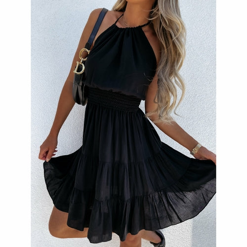 Casual Halter Loose Layered Dress - Horizon Bliss